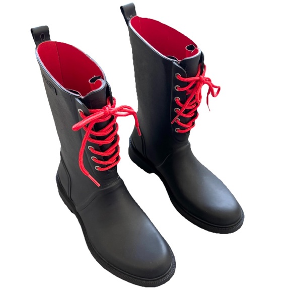 RAG & BONE ANSEL LACE UP RAIN BOOTS SIZE 37/7 TRENDY MODERN CHIC - Picture 8 of 8
